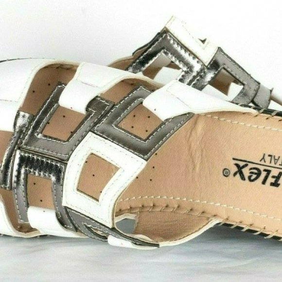 Soflex Italy Comfort Ortho White Leather Sandals - Picture 4 of 10